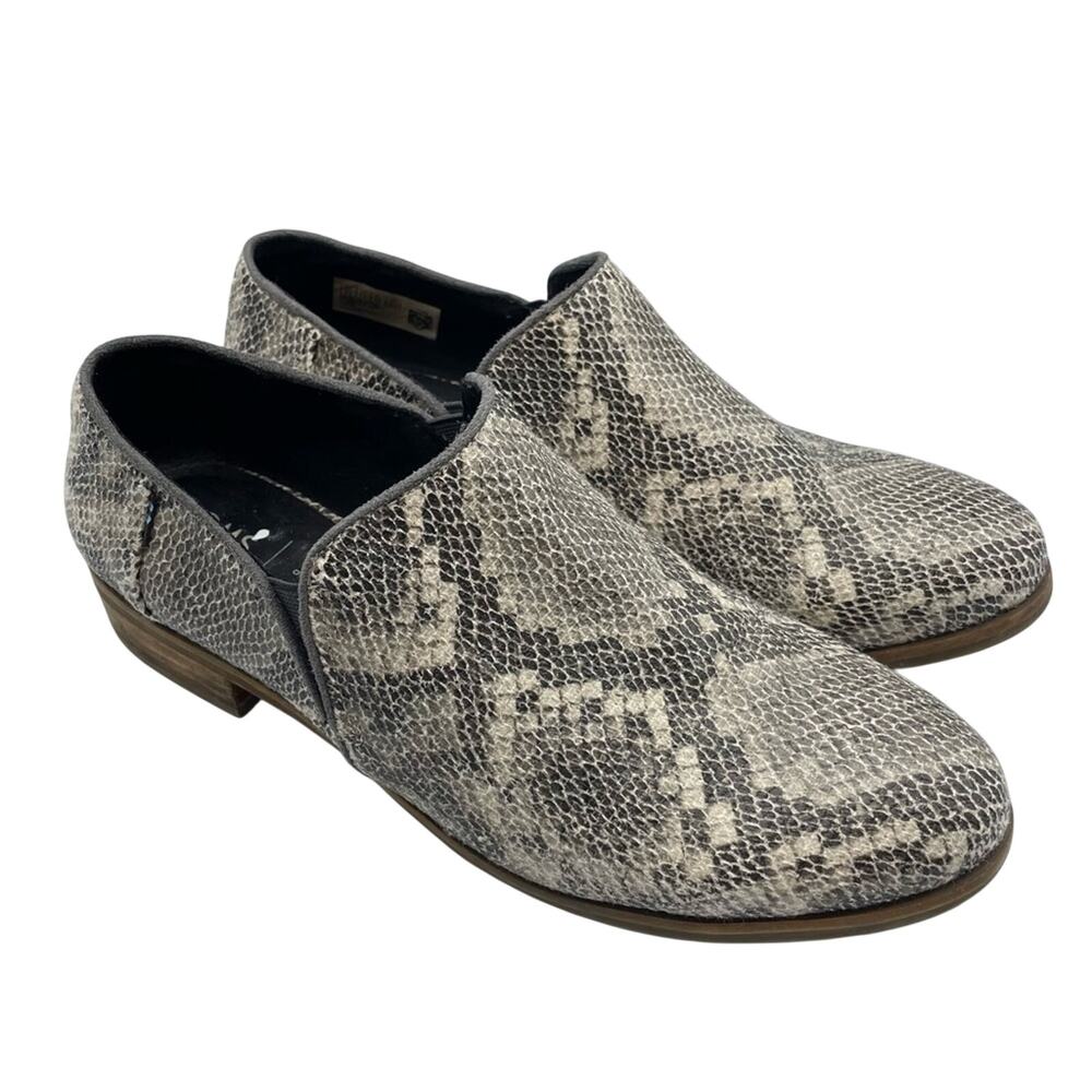 Toms Grey Snake Embossed Leather Slip On Loafer Womens 8.5 Fall Anle Boots
